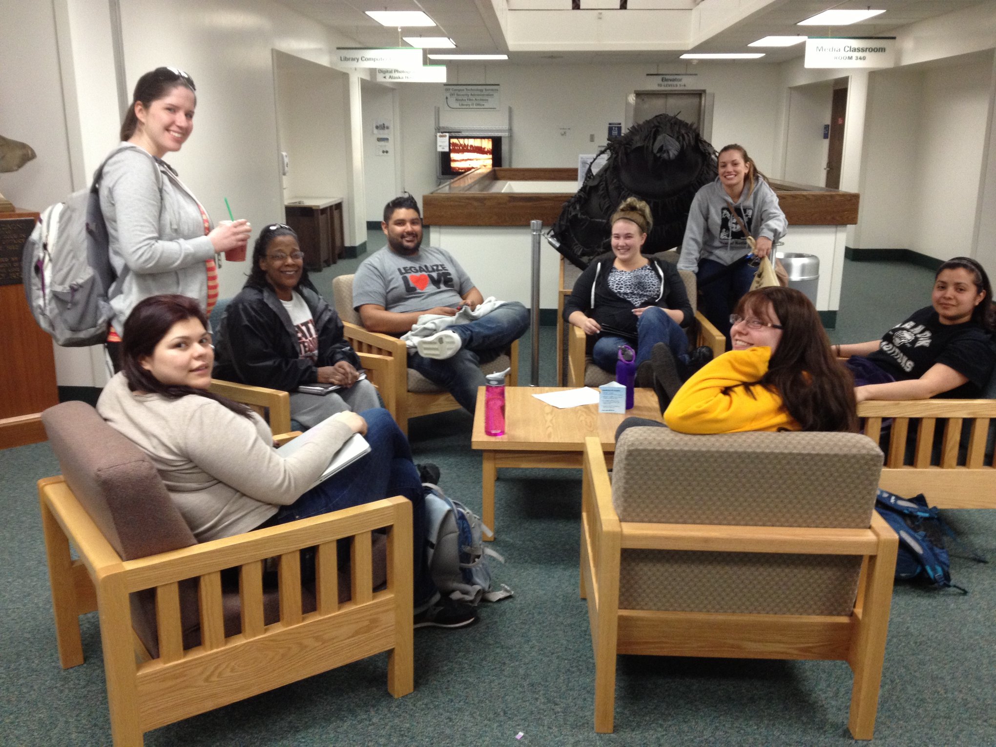 Social Work Students study in the library 